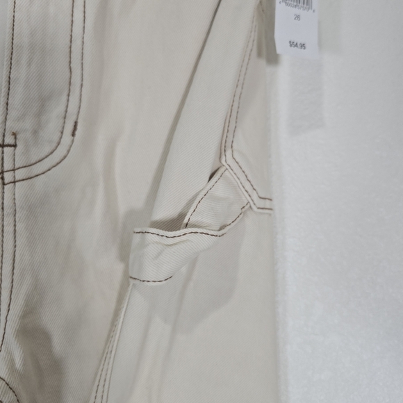 NWT Pacsun Size 26 Wide Leg Carpenter Pants Jeans Utility Loose High Waist‎ Bone - Picture 3 of 11